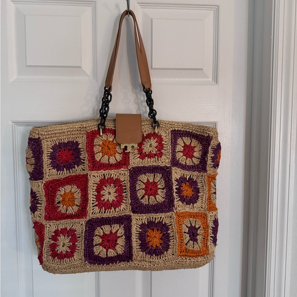 Tory Burch raffia beach tote